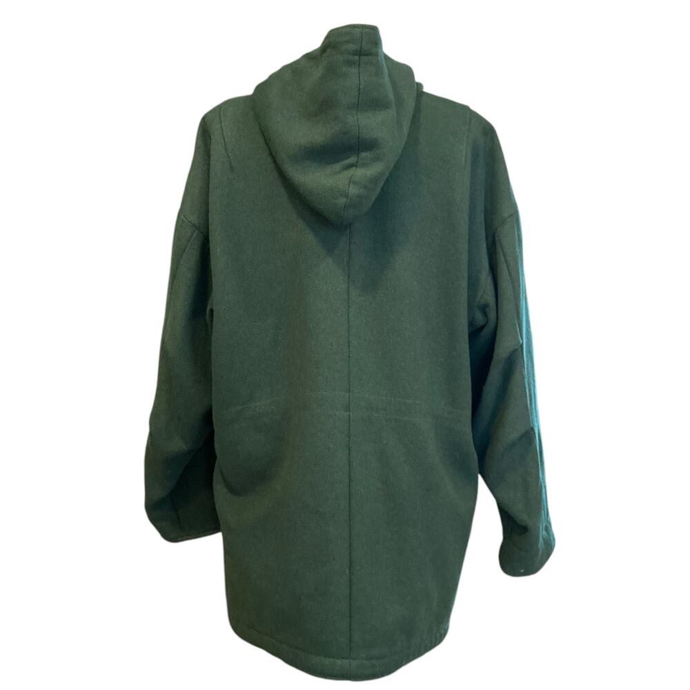 Vintage Forest Green Wool Toggle Duffle Coat Women’s Large Hooded Academia - Picture 2 of 16